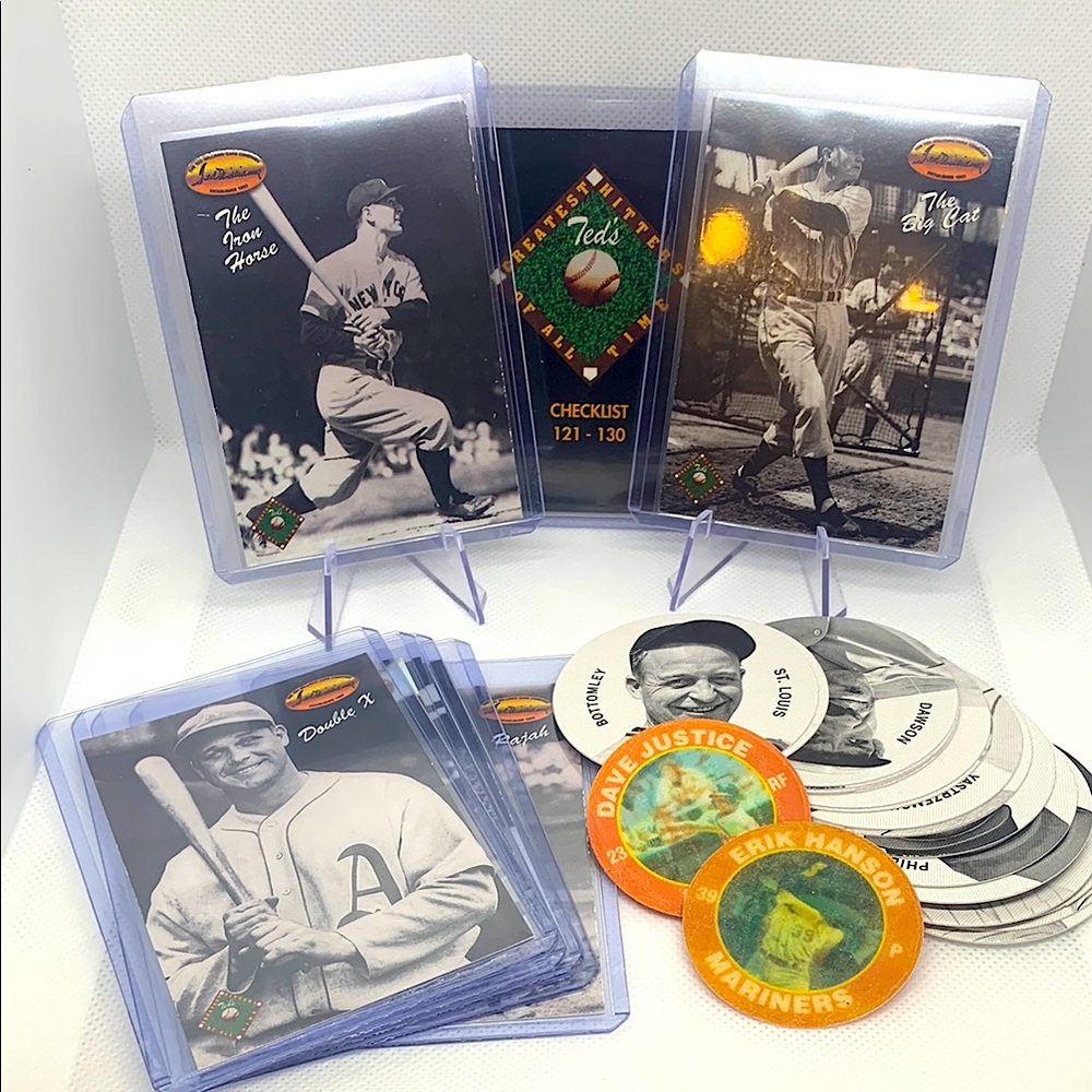 MLB Baseball Ted Williams Card Co Collectible Set & Disk Cards Lou Gehrig Mize